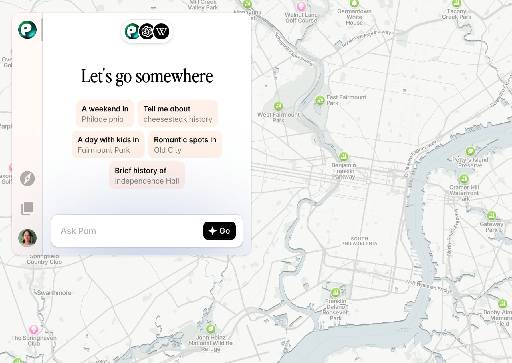 Screenshot of an AI trip planner
