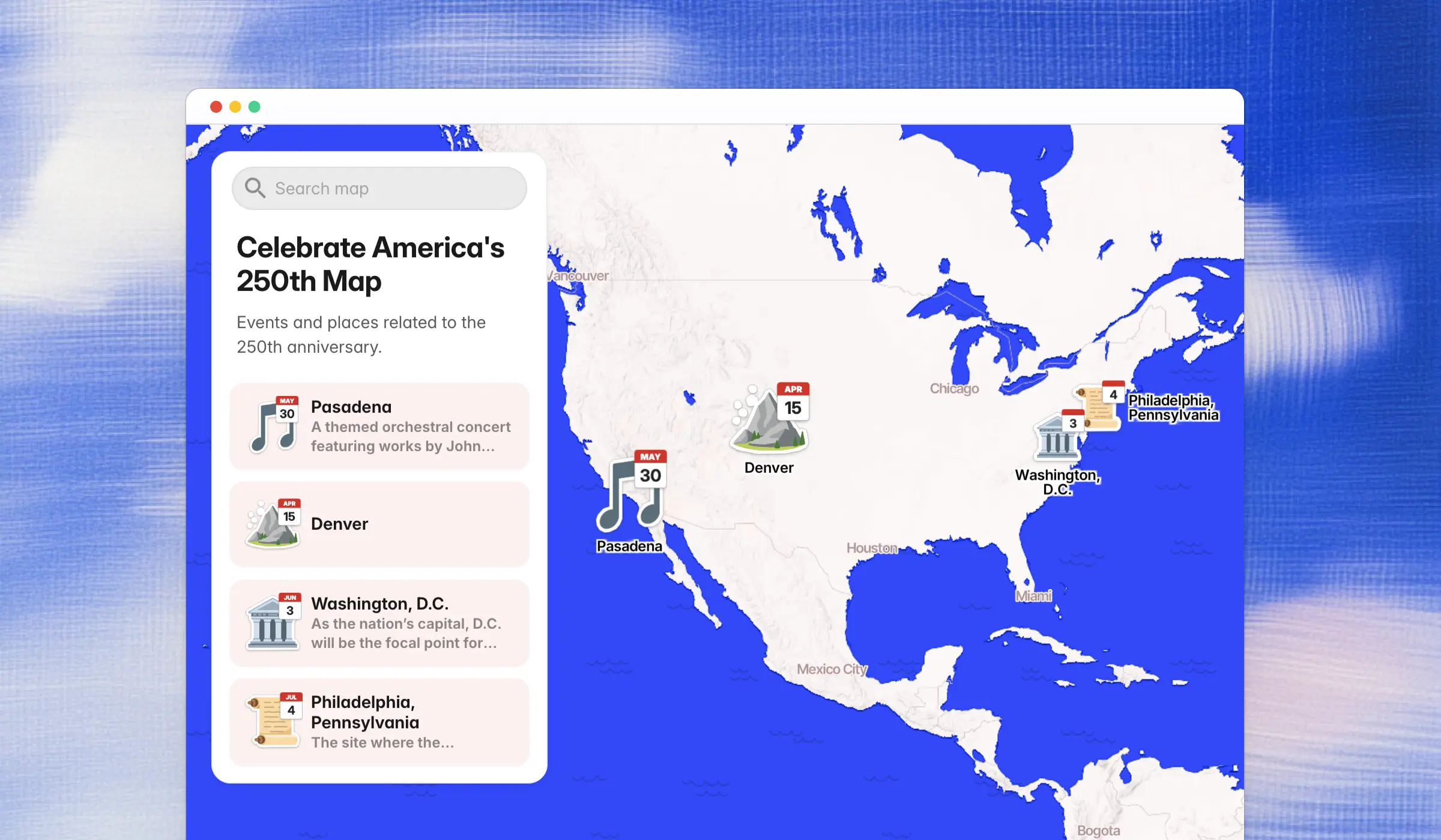 PamPam map animation preview showing a travel map of countries visited.
