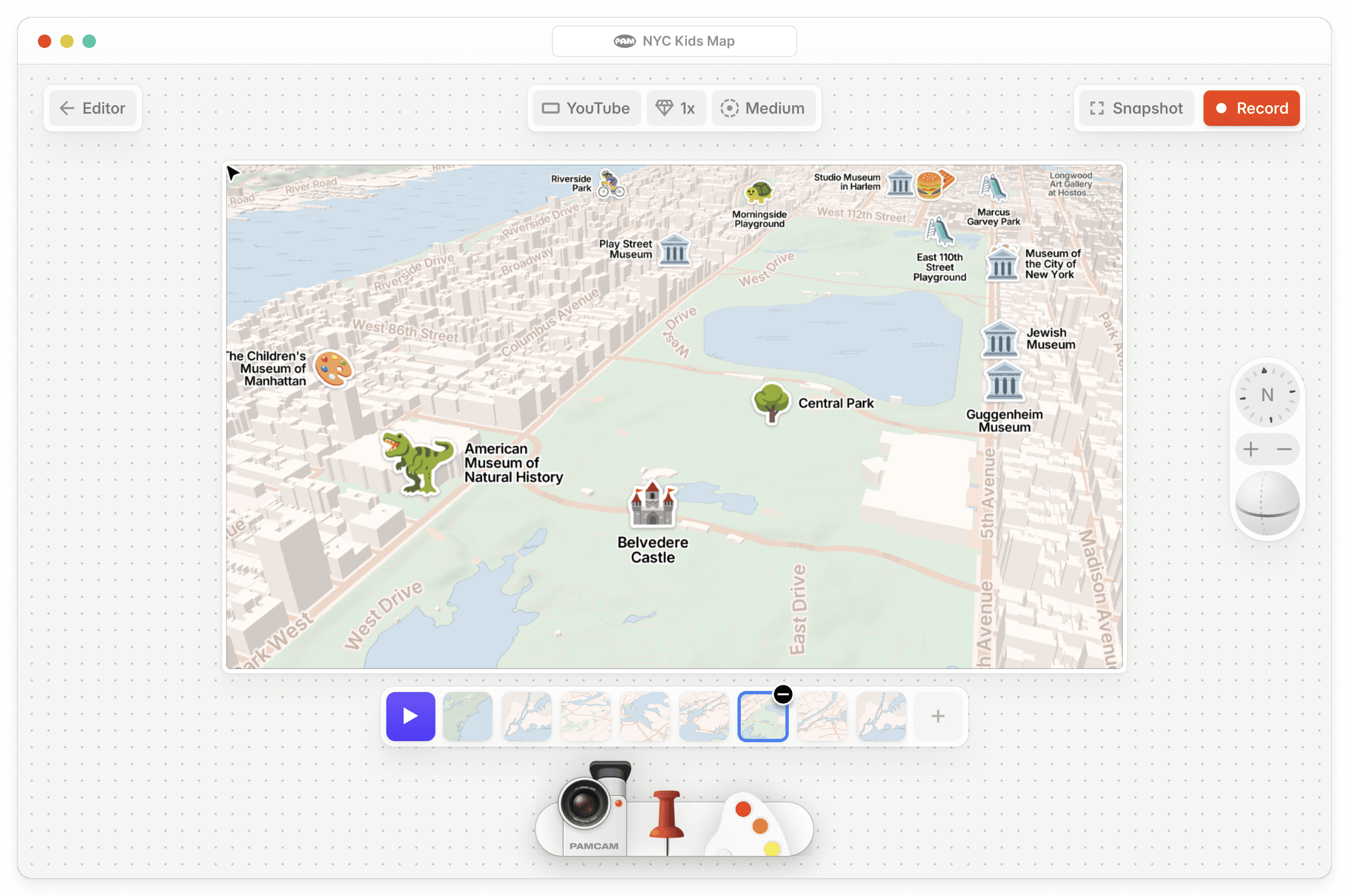 PamPam map animation preview showing a travel map of countries visited.